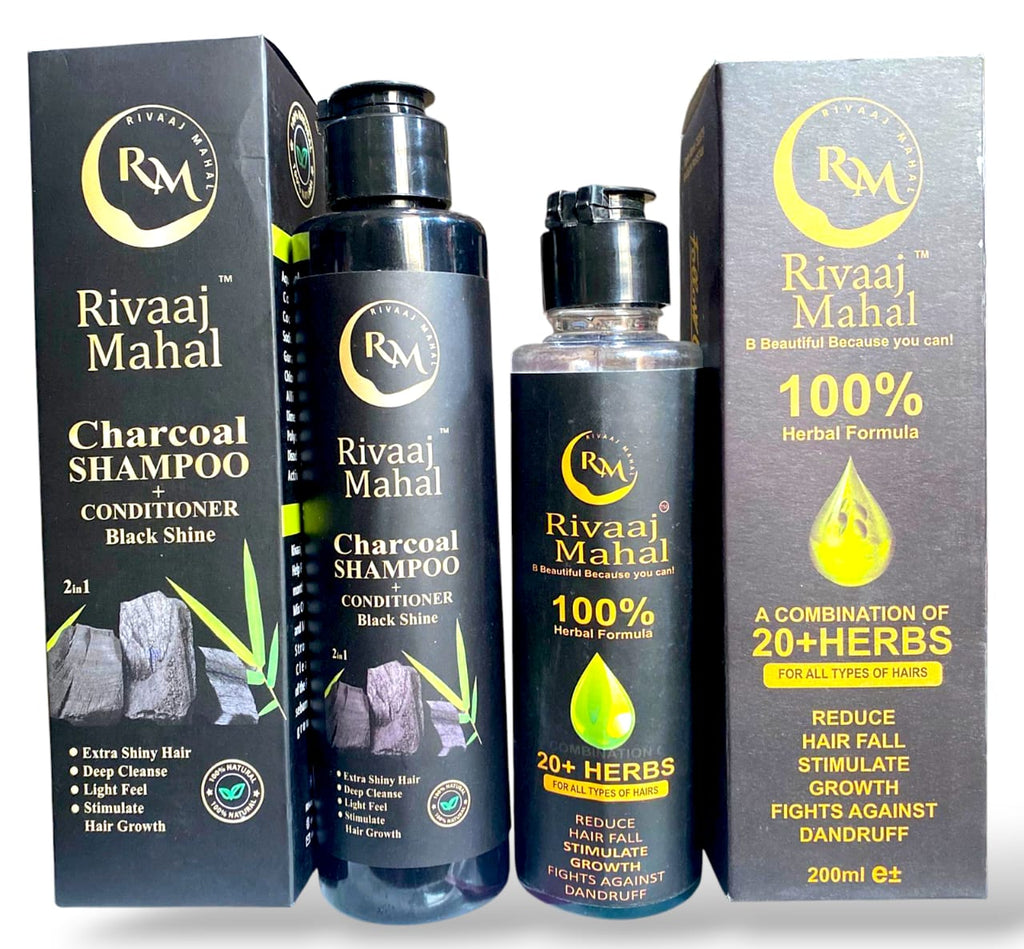 Rivaaj Mahal Hair Oil & Shampoo Deal – Herbal Hair Growth Oil with Strengthening Shampoo for Thick, Shiny & Healthy Hair