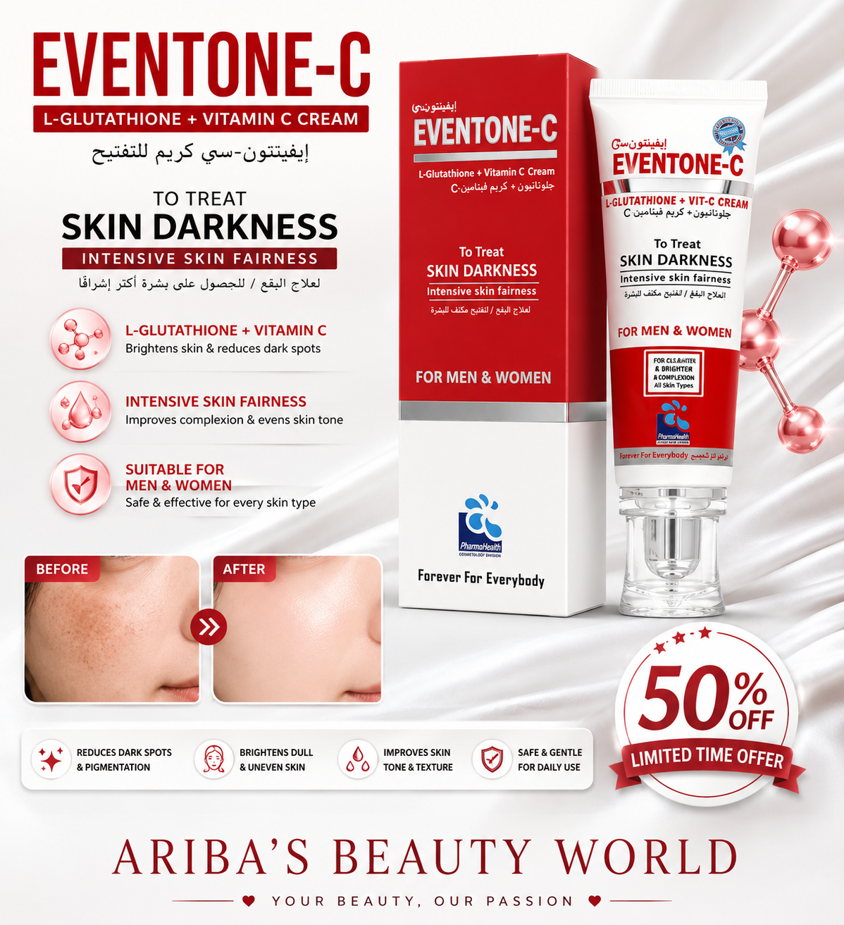 Eventone C Glutathione + Vitamin C Whitening and Glowing Cream – Advanced Brightening & Radiance Boosting Moisturizer