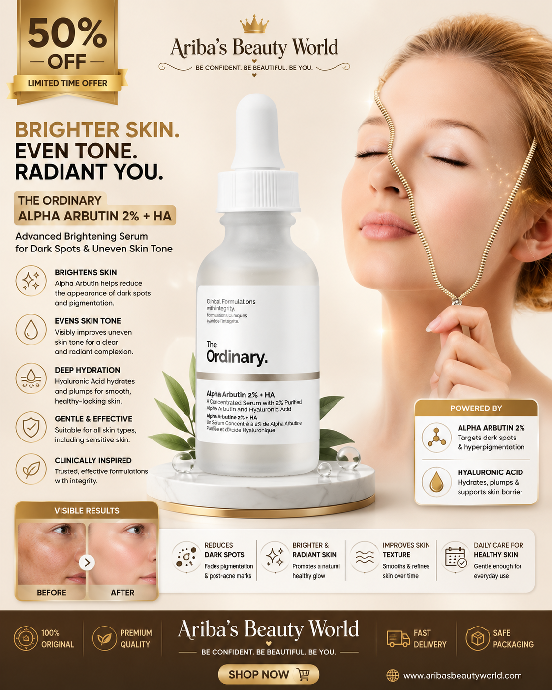 The Ordinary Niacinamide 10% + Zinc 1% Face Serum – Oil Control, Acne Treatment & Skin Brightening Serum for Clear Glowing Skin