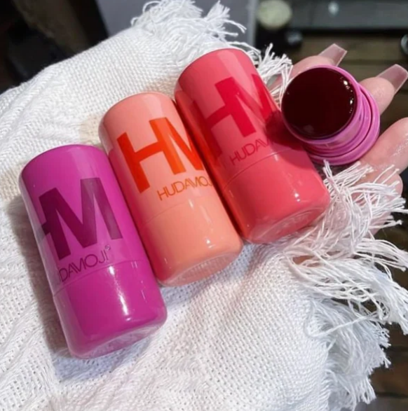 Huda Moji Pack Of 4 Face and Cheeks Jelly Tints – Long-Lasting Hydrating Jelly Blush & Lip Tint Set (4 Gorgeous Shades)