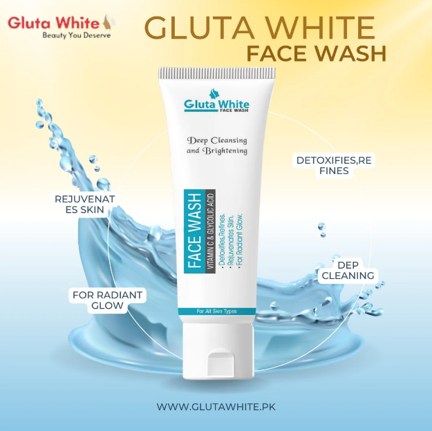 Gluta White Whitening Face Wash – Glutathione Brightening Cleanser for Clear, Radiant & Even-Toned Skin