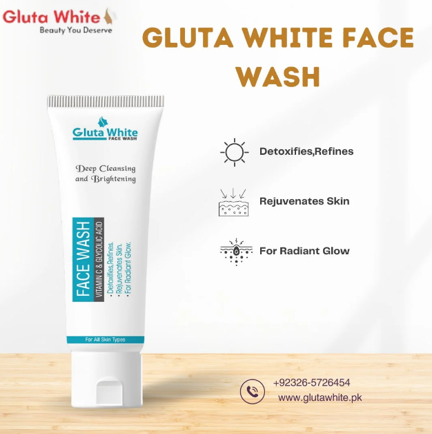 Gluta White Whitening Face Wash – Glutathione Brightening Cleanser for Clear, Radiant & Even-Toned Skin