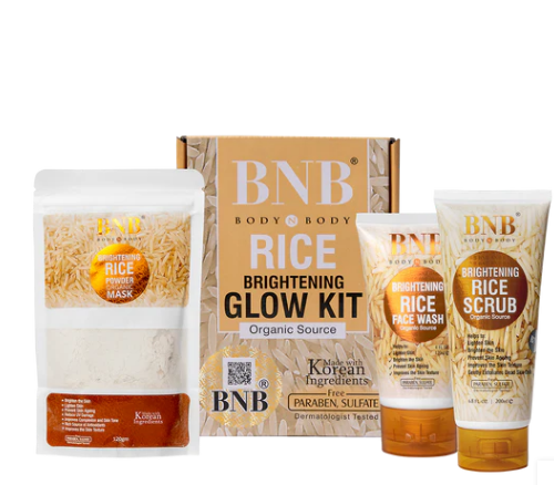 BNB Rice Glow Facial Kit – Whitening, Brightening & Deep Cleansing Skin Care Facial for Instant Glow