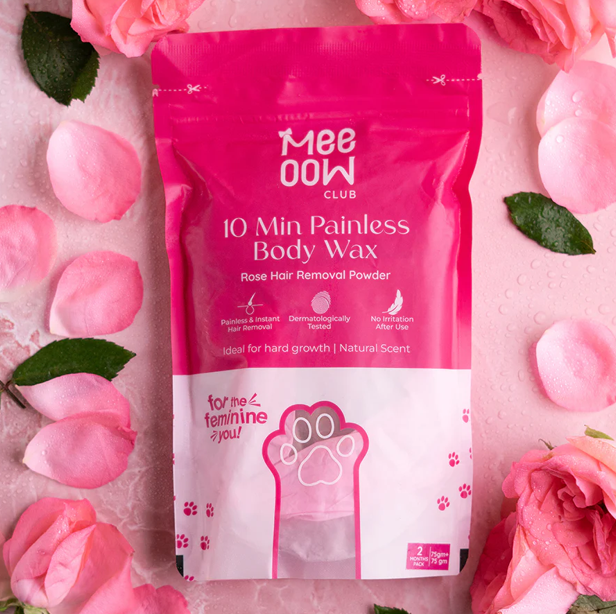 Meeoow Brightening & Glowing Powder Wax – Best Hair Removal Wax Powder for Women | Easy At-Home Hair Removal & Smooth Glowing Skin