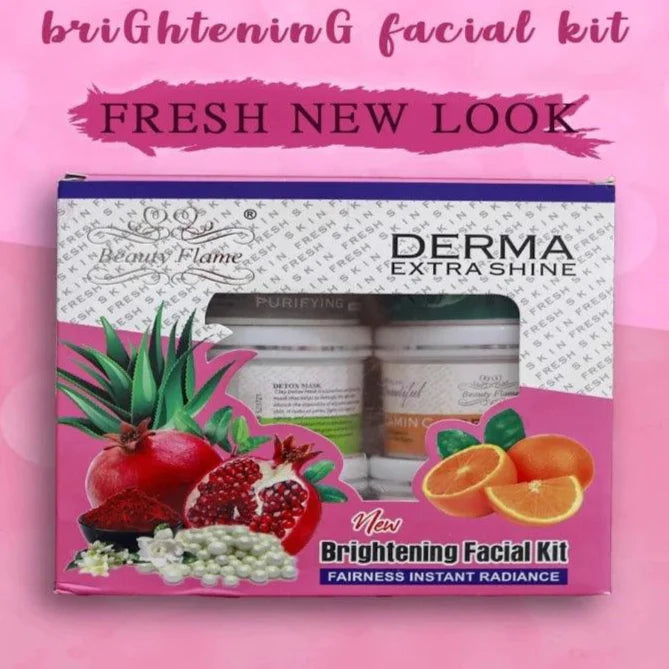 Derma Extra Shine Brightening & Glowing Facial Kit – Complete Facial Kit for Instant Glow, Hydration & Smooth Skin | Suitable for All Skin Types